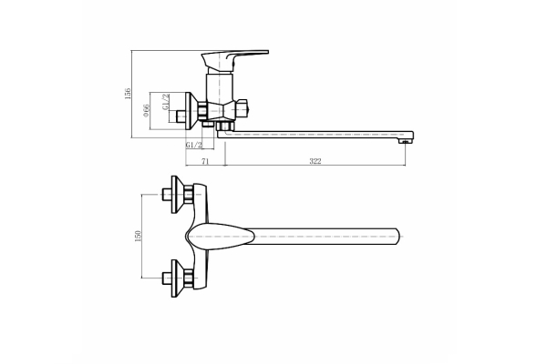 Смеситель PLStart для ванны и душа PL2205-7