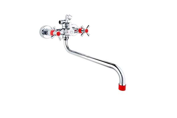 Смеситель PLStart для ванны и душа хром/красный PL2218-10