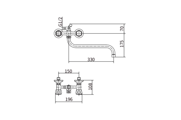 Смеситель PLStart для ванны и душа хром/красный PL2218-10