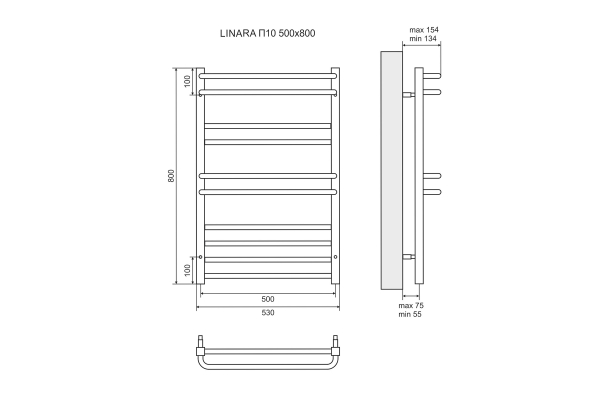 Полотенцесушитель электрический Lemark Linara LM04810E П10 500x800, левый/правый