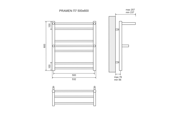 Полотенцесушитель электрический Lemark Pramen LM33607E П7 500x600, левый/правый