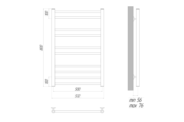 Полотенцесушитель электрический Lemark Ursus LM72810E П10 500x800, левый/правый