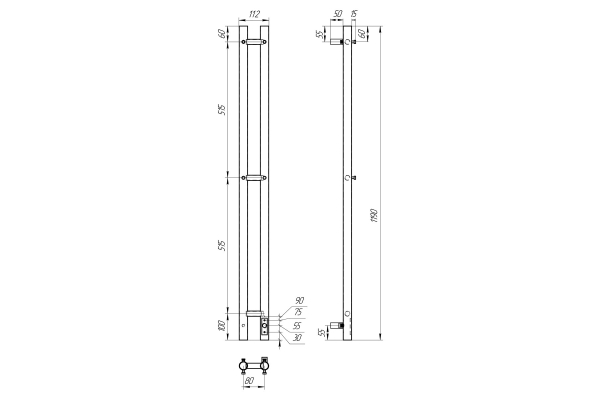 Полотенцесушитель электрический Point Деметра PN12812W П3 80x1200 диммер справа, белый