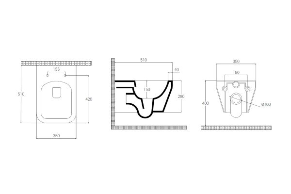 Унитаз подвесной Quarter Bath Cross Grand , безободковый, легкосъемное сиденье термопласт, микролифт, белый