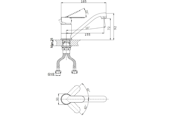 Смеситель RUSH Tenerife для кухни TE2835-25