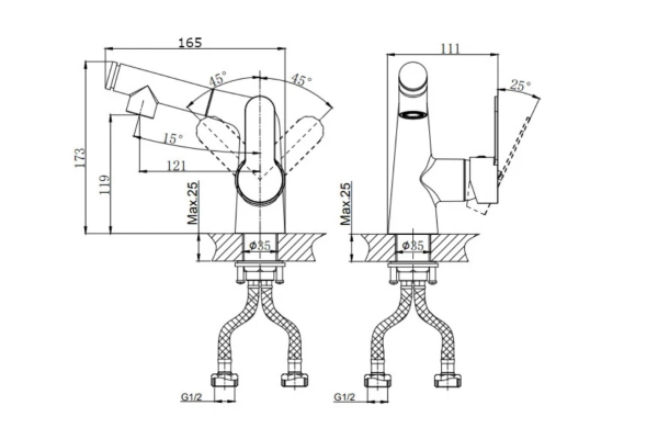 Смеситель RUSH Tenerife для умывальника TE2835-12