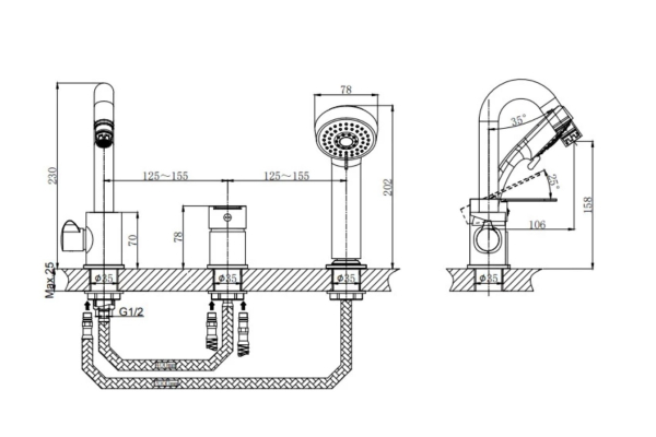 Смеситель RUSH Tenerife на борт ванны TE2835-333