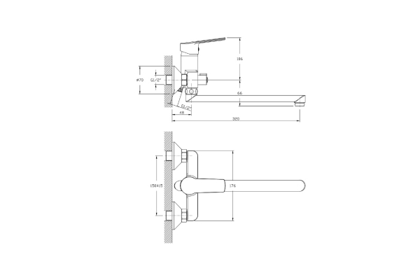 Смеситель RUSH Balearic для ванны с длинным поворотным изливом BA3935-51
