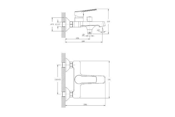 Смеситель RUSH Balearic для ванны с коротким изливом  BA3935-44