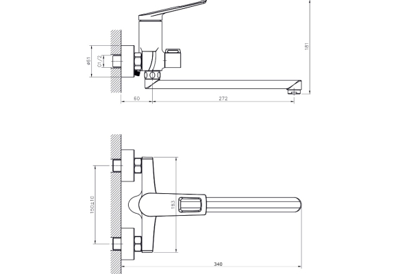 Смеситель RUSH Socotra для ванны с длинным поворотным изливом ST1235-51