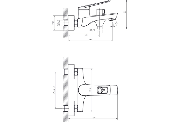 Смеситель RUSH Socotra для ванны с коротким изливом ST1235-44