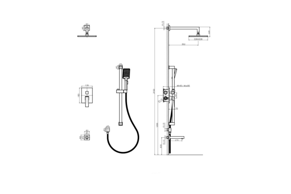 Душевая система RUSH Thira встраиваемая TR3635-60Black