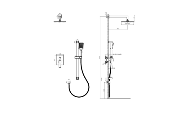 Душевая система RUSH Thira встраиваемый TR3635-41Black