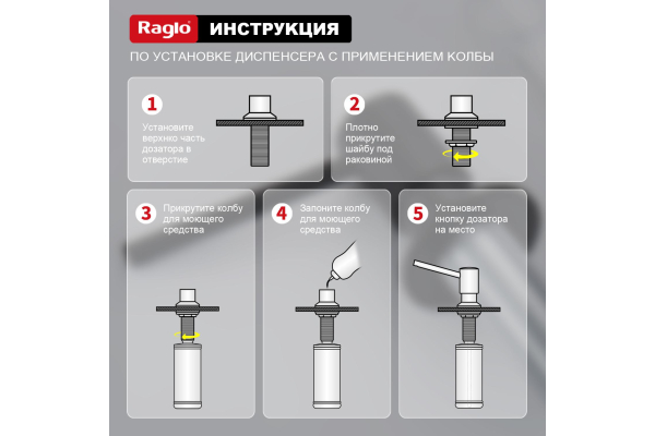 Дозатор для моющего средства кухонный Raglo R720.01.06