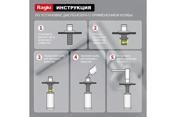 Дозатор для моющего средства кухонный Raglo R720.02