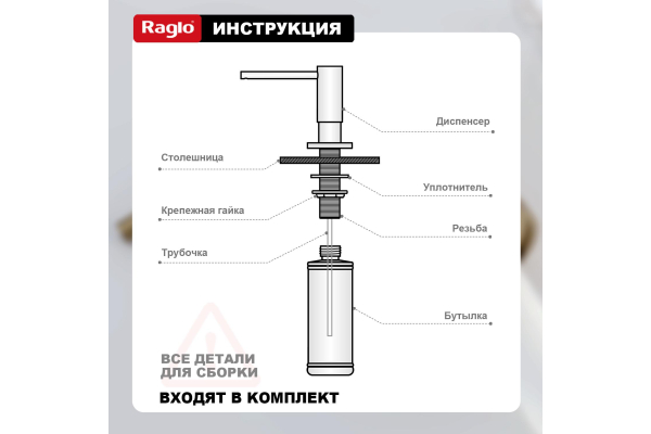 Дозатор для моющего средства кухонный Raglo R720.02.03