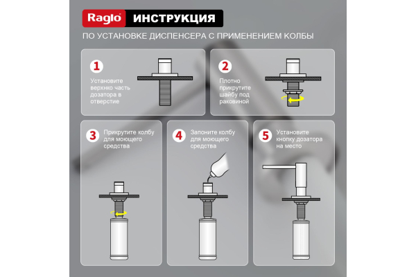 Дозатор для моющего средства кухонный Raglo R720.02.05