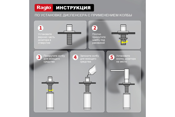 Дозатор для моющего средства кухонный Raglo R720.02.06
