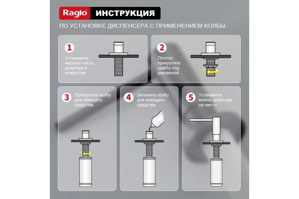 Дозатор для моющего средства кухонный Raglo R720.02.09