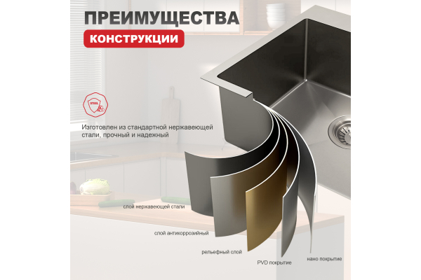 Мойка кухонная профессиональная ручная работа Raglo R700.5050.05