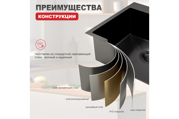 Мойка кухонная профессиональная ручная работа Raglo R700.5050.09