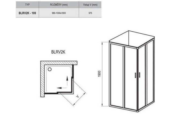 Душевая дверь Ravak Blix BLRV2K-100 100x100