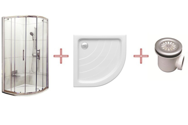Душевой уголок Ravak с поддоном и сифоном BLIX XP2CP4-90 блестящий+транспарент