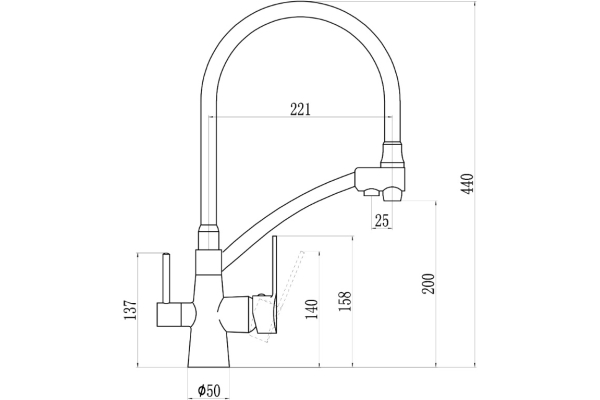 Смеситель Savol для кухни под фильтр хром S-L1805-01