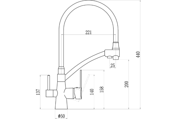 Смеситель Savol для кухни под фильтр хром S-L1805-04