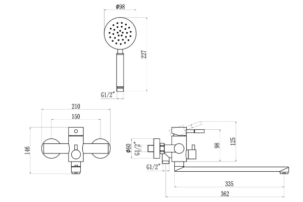 Смеситель Savol для ванны из нержавеющей стали S-SUS4002