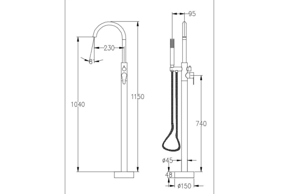 Смеситель Savol для ванны напольный S-SUS8801