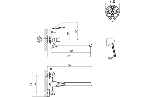 Смеситель Savol для душа S-600609AW