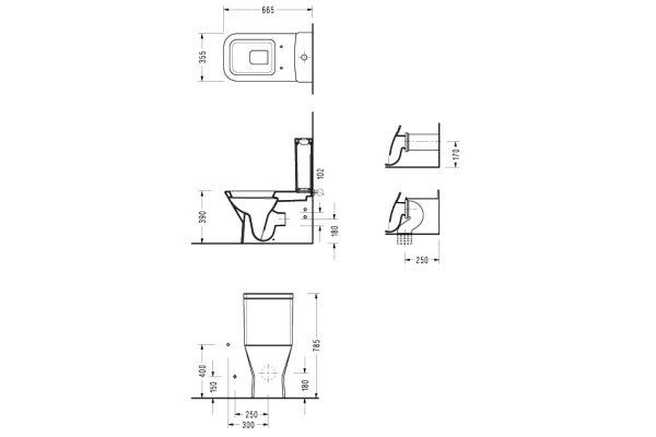 Унитаз напольный Serel Diagonal c тонким сиденьем с микролифтом, DG02SL