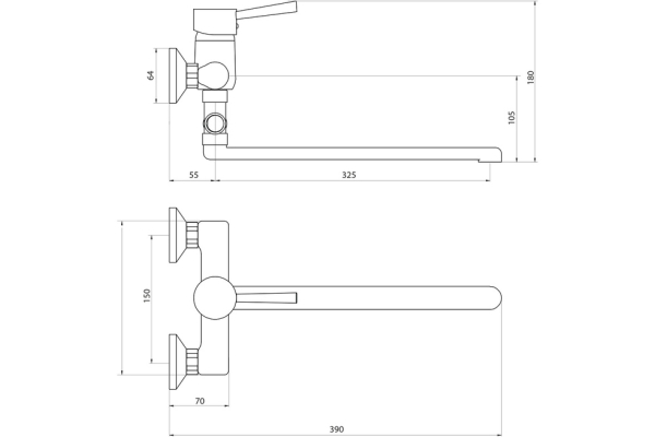 Смеситель для ванны Славен СЛ-ОД-Д31 с поворотным изливом, переключатель флажковый, одноручный. Д31