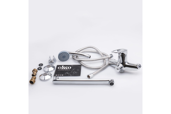 Смеситель для ванны Ekko E22104, длинный излив, переключатель в корпусе, хром