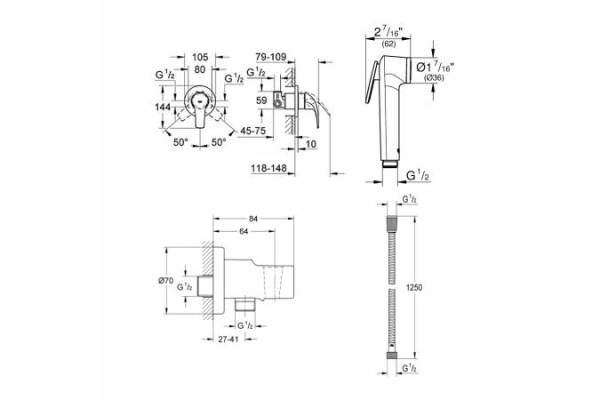 Душ гигиенический Grohe Baucurve 123072 