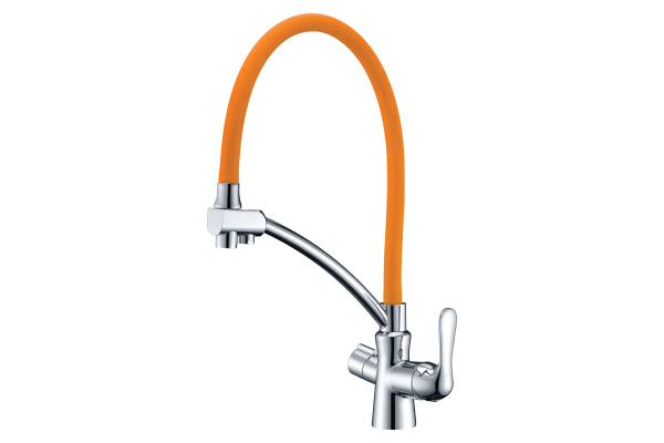 Смеситель для кухни Lemark Comfort LM3070C с подключением к фильтру питьевой водой, хром оранжевый LM3070C