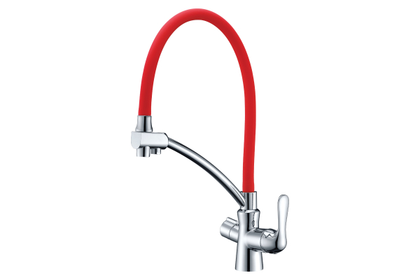 Смеситель для кухни Lemark Comfort LM3070C с подключением к фильтру питьевой водой, хром красный