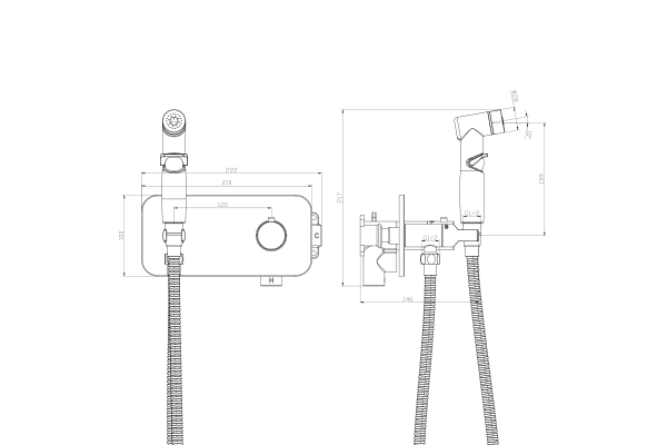 Смеситель Rossinka X25-59 термостатический с гигиеническим душем, хром