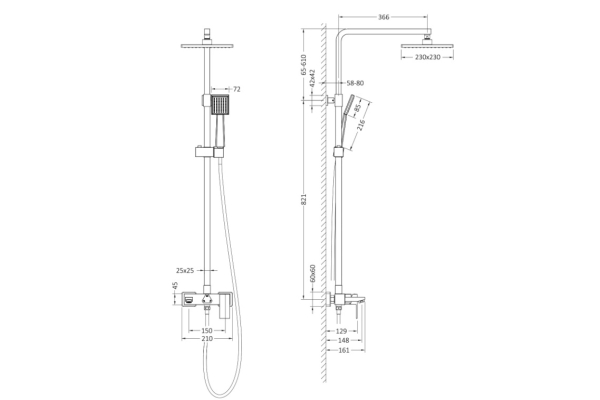 Душевая система Timo Selene матовый черный SX-1030/03