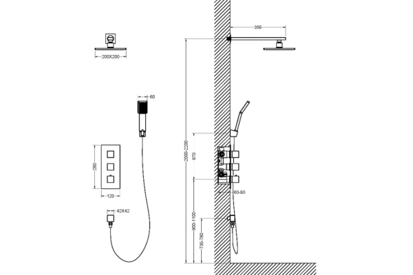 Душевая система Timo Tetra-thermo с термостатом 2-х режимная SX-0179/00SM