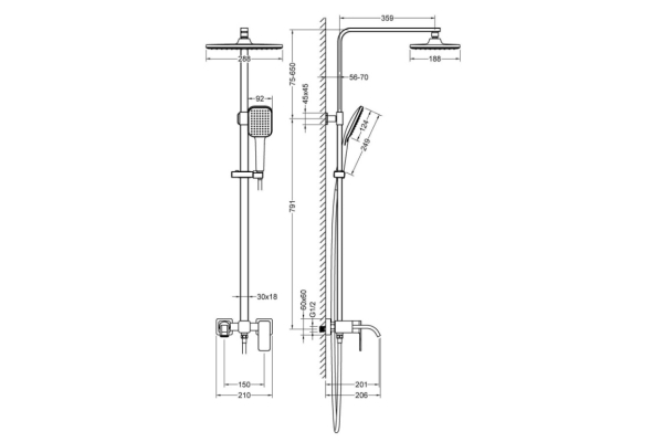 Душевая система Timo Selene матовый черный SX-1013/03