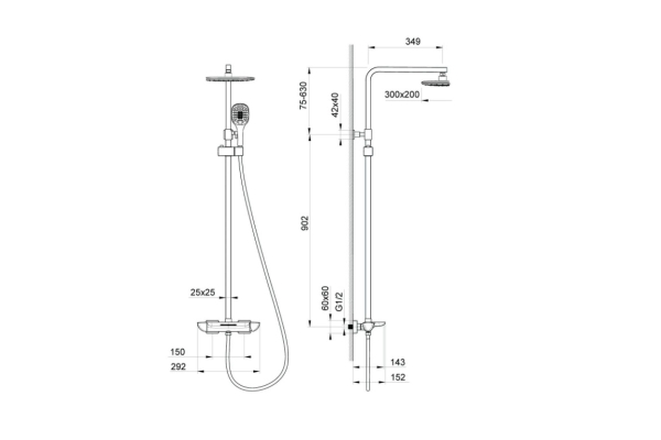 Душевая система Timo Helmi матовый черный SX-1170/03