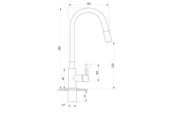 Смеситель Tsarsberg для кухни гибкий излив салатовый тип См-МОЦБА TSB-114-SA004