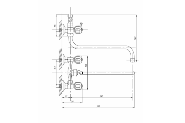 Смеситель Tsarsberg для ванны с душем тип См-ВУДРНШлА TSB-111-30