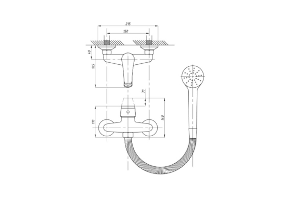 Смеситель Tsarsberg для душевой кабины тип См-ДшОРНШлА TSB-100-1243