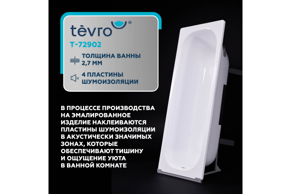 Стальная ванна ВИЗ Tevro Сома T-72902, 170х70 с ножками