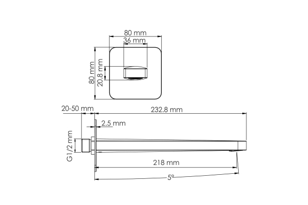 Излив WasserKraft для ванны настенный A289