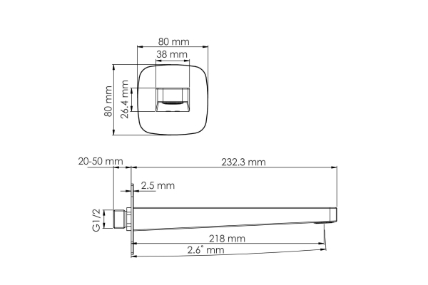 Излив WasserKraft для ванны настенный A315