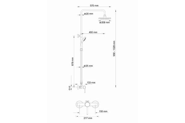 Душевая система WasserKraft со смесителем A12202